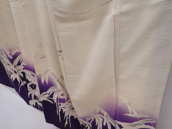 Photo4: 6010T08z730 Vintage Japanese Kimono Silk TSUKESAGE Flower Off-white (4)