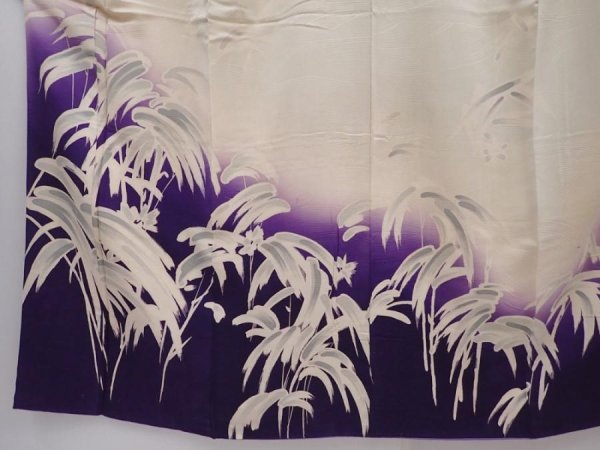 Photo5: 6010T08z730 Vintage Japanese Kimono Silk TSUKESAGE Flower Off-white (5)