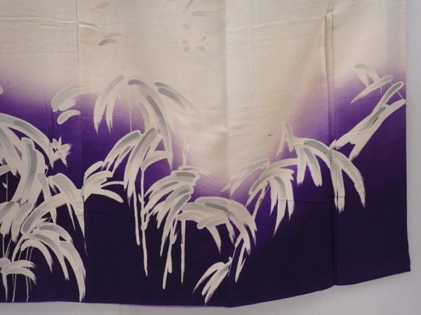 Photo7: 6010T08z730 Vintage Japanese Kimono Silk TSUKESAGE Flower Off-white (7)