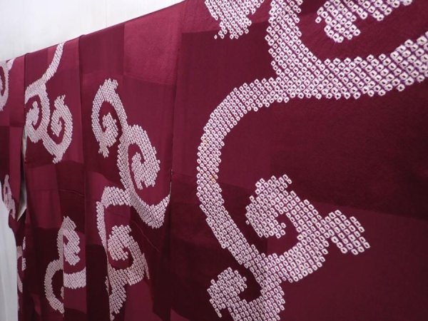 Photo2: 6010T09z780 Vintage Japanese Kimono Silk KOMON Karakusa Dull purple (2)