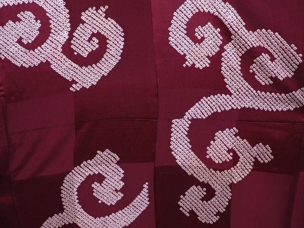 Photo3: 6010T09z780 Vintage Japanese Kimono Silk KOMON Karakusa Dull purple (3)