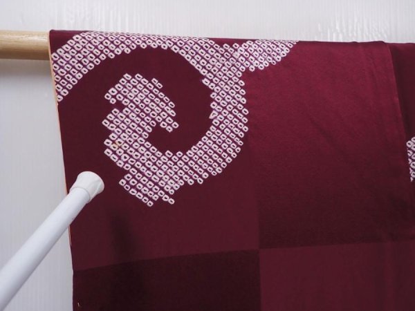 Photo5: 6010T09z780 Vintage Japanese Kimono Silk KOMON Karakusa Dull purple (5)