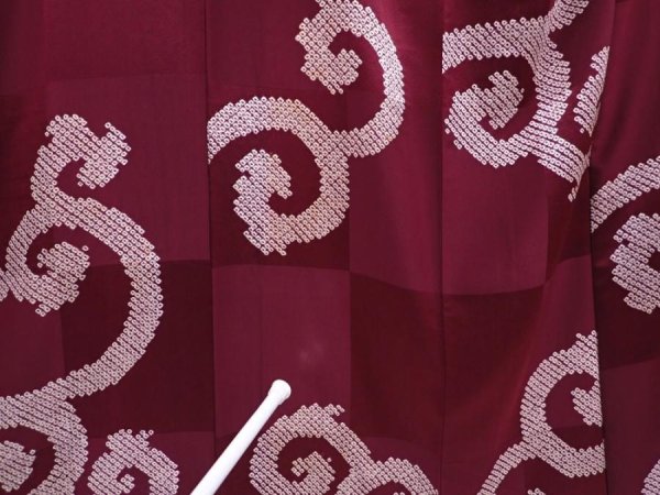 Photo7: 6010T09z780 Vintage Japanese Kimono Silk KOMON Karakusa Dull purple (7)