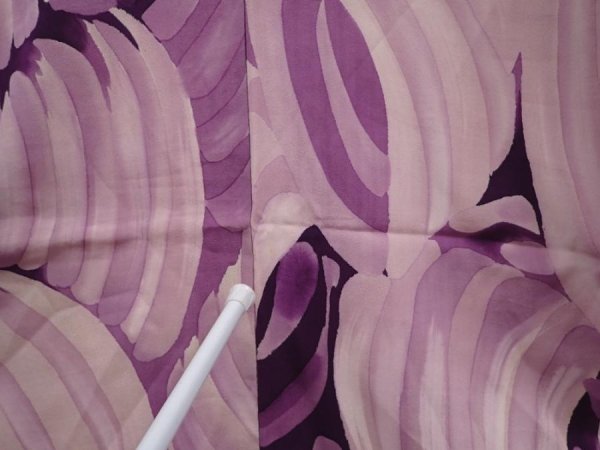 Photo7: 6010T11z920 Vintage Japanese Kimono Silk KOMON  Purple (7)