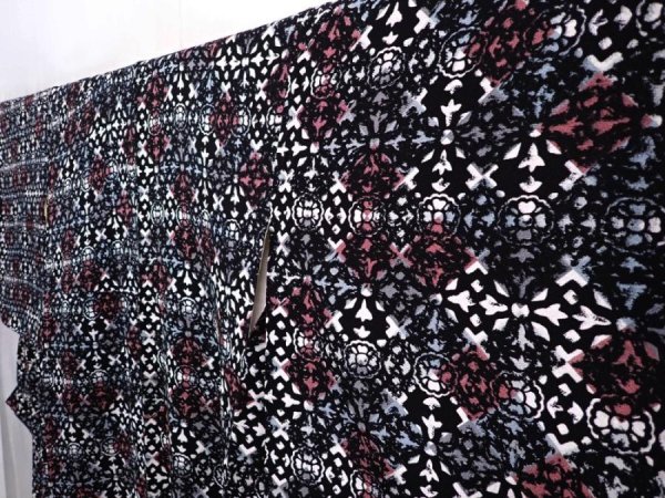 Photo2: 6010T12z810 Vintage Japanese Kimono Silk KOMON  Black (2)