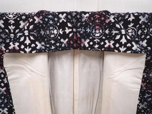 Photo7: 6010T12z810 Vintage Japanese Kimono Silk KOMON  Black (7)