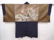 Photo1: 6011T01z480 Vintage Japanese Kimono Silk Men's HAORI Dragon Black (1)