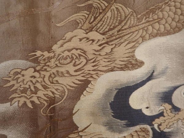 Photo3: 6011T01z480 Vintage Japanese Kimono Silk Men's HAORI Dragon Black (3)