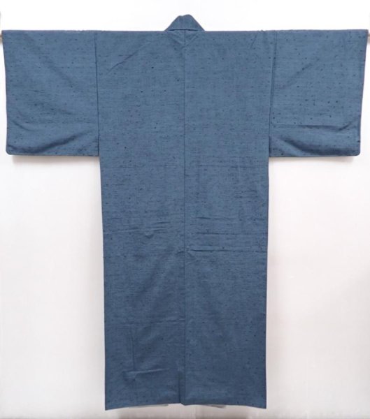 Photo1: 6011T03z770 Vintage Japanese Kimono Silk Men's   Blue-Gray (1)