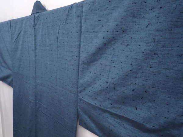 Photo2: 6011T03z770 Vintage Japanese Kimono Silk Men's   Blue-Gray (2)