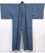 Photo6: 6011T03z770 Vintage Japanese Kimono Silk Men's   Blue-Gray (6)
