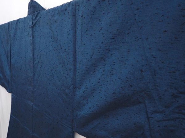 Photo6: 6011T04z690 Vintage Japanese Kimono Silk Men's HAORI Samurai Navy-Gray (6)