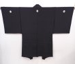 Photo1: 6011T05z610 Vintage Japanese Kimono Silk Men's HAORI Plain Black (1)