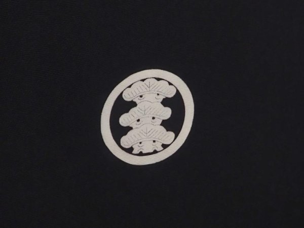 Photo3: 6011T05z610 Vintage Japanese Kimono Silk Men's HAORI Plain Black (3)