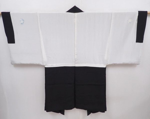 Photo5: 6011T05z610 Vintage Japanese Kimono Silk Men's HAORI Plain Black (5)
