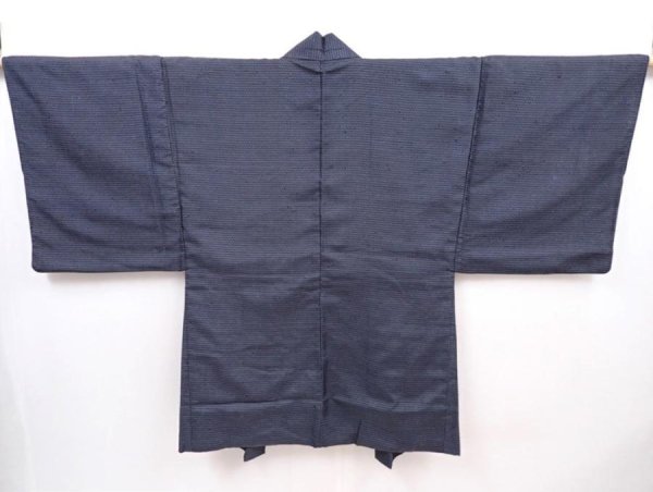 Photo5: 6011T06z680 Vintage Japanese Kimono Silk Men's HAORI Scenery Dark gray (5)