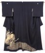Photo1: 6011T09z1130 Vintage Japanese Kimono Silk TOMESODE Phoenix Black (1)