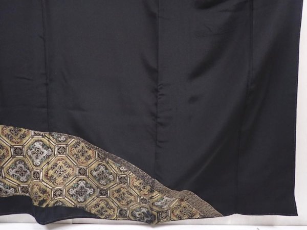 Photo7: 6011T09z1130 Vintage Japanese Kimono Silk TOMESODE Phoenix Black (7)