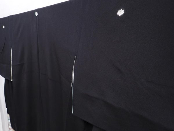 Photo2: 6011T12z940  Japanese Kimono Silk TOMESODE Flying crane Black (2)