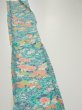 Photo3: 3D07z30  Japanese Kimono Silk  FABRIC Flowers Cyan 61.0x7.1 (3)