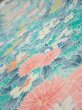 Photo4: 3D07z30  Japanese Kimono Silk  FABRIC Flowers Cyan 61.0x7.1 (4)
