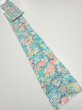 Photo5: 3D08z40  Japanese Kimono Silk  FABRIC Flowers Cyan 85.0x7.1 (5)