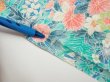 Photo6: 3D08z40  Japanese Kimono Silk  FABRIC Flowers Cyan 85.0x7.1 (6)