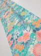 Photo2: 3D09z20  Japanese Kimono Silk  FABRIC Flowers Cyan 36.2x7.1 (2)