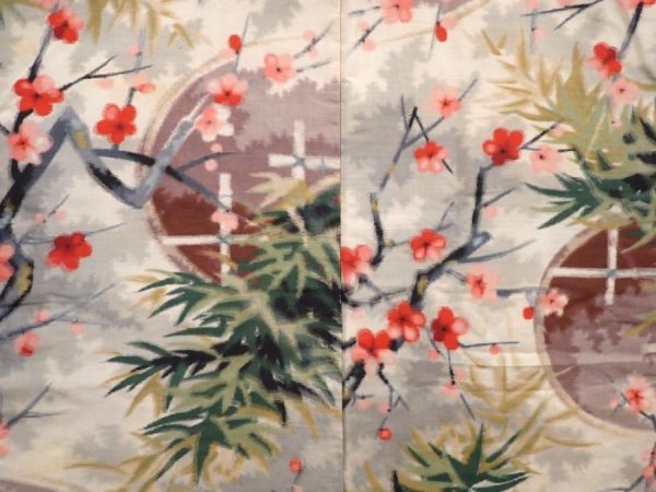 Photo3: 6012T01z420 Vintage Japanese Kimono Silk MEISEN HAORI Plum blossom (3)