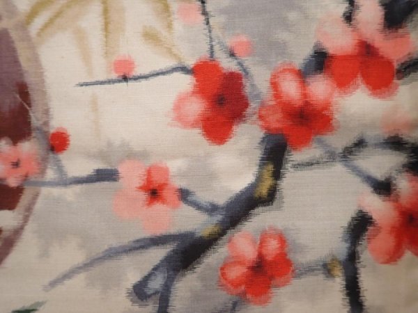 Photo4: 6012T01z420 Vintage Japanese Kimono Silk MEISEN HAORI Plum blossom (4)