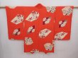 Photo1: 6012T02z550 Vintage Japanese Kimono Silk HAORI Plum blossom Tomato red (1)
