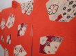 Photo2: 6012T02z550 Vintage Japanese Kimono Silk HAORI Plum blossom Tomato red (2)