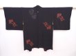 Photo1: 6012T03z570 Vintage Japanese Kimono Silk HAORI Shishi Black (1)
