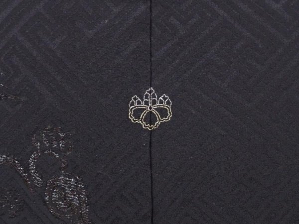 Photo5: 6012T03z570 Vintage Japanese Kimono Silk HAORI Shishi Black (5)