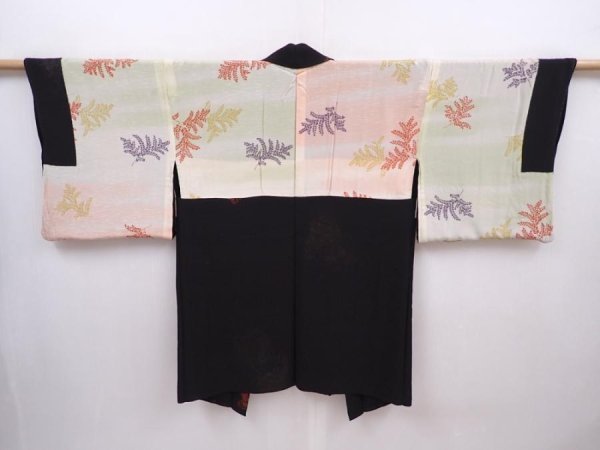 Photo8: 6012T03z570 Vintage Japanese Kimono Silk HAORI Shishi Black (8)