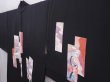 Photo2: 6012T05z550 Vintage Japanese Kimono Silk HAORI Princess Black (2)