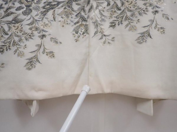 Photo6: 6012T06z670 Vintage Japanese Kimono Silk HAORI Flower Off-white (6)