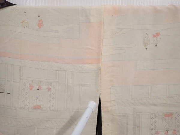 Photo8: 6012T07z730 Vintage Japanese Kimono Silk URUSHI HAORI Flower Silver (8)