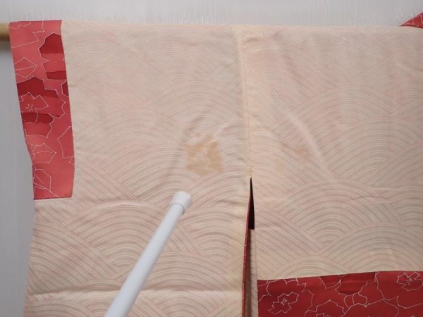 Photo8: 6012T08z580 Vintage Japanese Kimono Silk HAORI Flower Red-Pink (8)