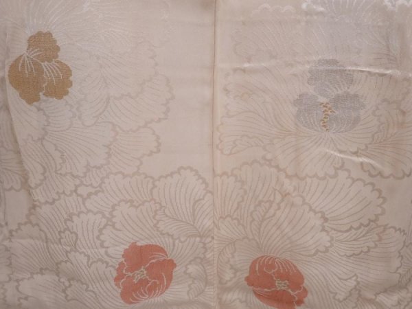 Photo3: 6012T09z570 Vintage Japanese Kimono Silk HAORI Peony Light peach (3)