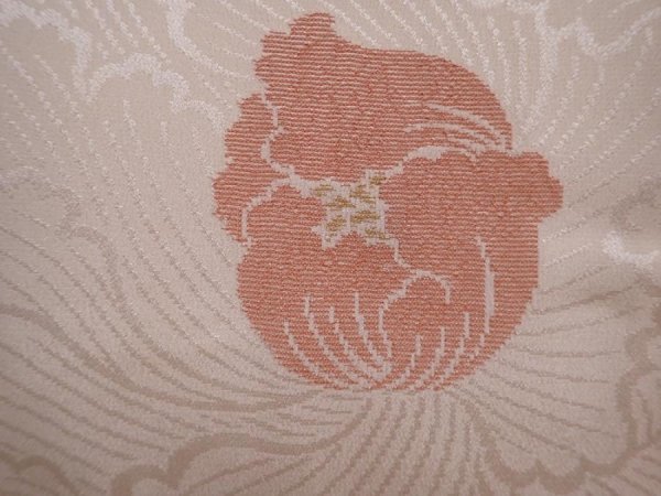 Photo4: 6012T09z570 Vintage Japanese Kimono Silk HAORI Peony Light peach (4)