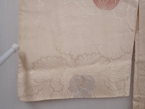 Photo5: 6012T09z570 Vintage Japanese Kimono Silk HAORI Peony Light peach (5)