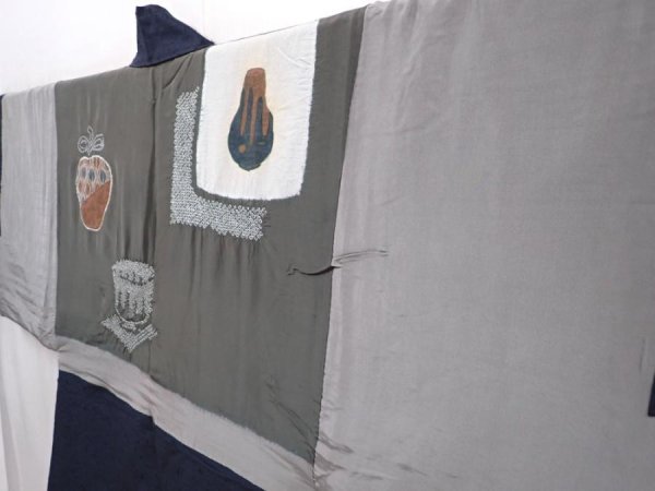 Photo2: 6012T10z680 Vintage Japanese Kimono Silk Men's HAORI Tea ceremony (2)