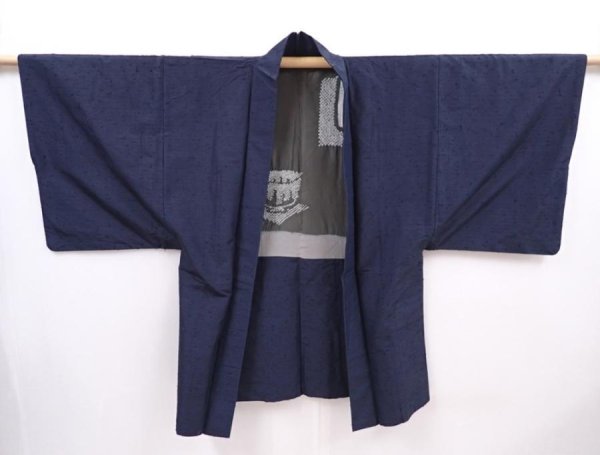 Photo7: 6012T10z680 Vintage Japanese Kimono Silk Men's HAORI Tea ceremony (7)