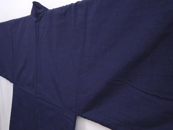 Photo4: 6012T11z610 Vintage Japanese Kimono Silk Men's HAORI 東海道五十三次 Dark navy (4)