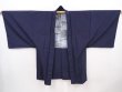 Photo5: 6012T11z610 Vintage Japanese Kimono Silk Men's HAORI 東海道五十三次 Dark navy (5)