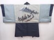 Photo1: 6012T12z550 Vintage Japanese Kimono Silk Men's HAORI Daimyogyoretsu Navy-Gray (1)