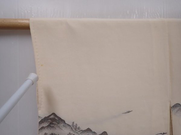 Photo5: 6012T13z590 Vintage Japanese Kimono Silk HAORI Scenery Off-white (5)