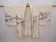 Photo6: 6012T13z590 Vintage Japanese Kimono Silk HAORI Scenery Off-white (6)