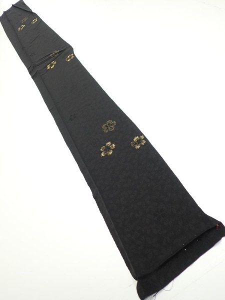 Photo5: 3D08z50  Japanese Kimono Silk  FABRIC Sakura Black 62.6x7.3 (5)